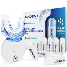 Load image into Gallery viewer, DrDent Professional LED Teeth Whitening Kit - Sensitivity Free Formula - 8 Teeth Whitening Gel Pods 33.6ml - Helps to Remove Stains - Includes Mouth Tray & Shade Guide - Rapid & Effective Results