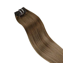Load image into Gallery viewer, Ugeat Balayage Clip in Hair Extensions 20Inch Human Hair Extensions Clip in Light Brown to Golden Blonde #Bala8/16 Clip on Hair Extensions (7Pieces,100G)