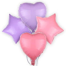 Load image into Gallery viewer, Pannu Design Mix colour Pastel Balloon arch kit, colourful Garland, Mix Macaron colour Happy Birthday Banner, Pink Heart & Purple Star foil with pink ribbons. For Baby shower, kids birthdays. 79 pcs