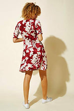 Load image into Gallery viewer, Roman Originals Women Fit & Flare Skater Dress Ladies Stretch Jersey Casual Summer Autumn Winter Party Beach Cruise Holiday V-Neck Knee Length - Wine & White - Size 8