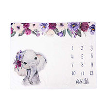 Load image into Gallery viewer, Baby Monthly Milestone Blanket for Boy or Girl Newborn Elephant Flannel Photo Props Backdrop Personalized Shower Gifts Track Age & Growth