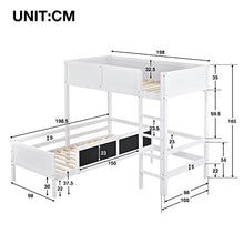 Load image into Gallery viewer, Children's Bed Frame 3FT, Bunk Bed for Kids with Blackboard & Ladder for 2 People, Pine Wood, 198x165x198.5 cm(BxHxT)