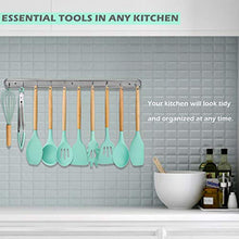 Load image into Gallery viewer, BenRich Silicone Kitchen Utensils Set, 11 Pcs Wooden Handles Spatula Set, Cooking Kitchen Utensils Set for Non-Stick Pans, Silicone Spatulas with Holder for Cooking Kitchen Tool Gadgets (Green)