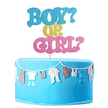 Load image into Gallery viewer, Blumomon 1 Pack Boy or Girl Cake Topper Gender Reveal Cake Decoration Blue and Pink Glitter Baby Shower Party Decorations Supplies