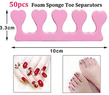 Load image into Gallery viewer, 50pcs Foam Sponge Toe Separators Finger Dividers Soft Sponge Finger Divider Spacer Nail Art Manicure Pedicure Tools - Pink