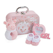 Load image into Gallery viewer, Baby Gift Set - Pink Hamper Box for Baby Girl with Baby Gifts Including a Rattle, Photo Frame, Muslin Cloth, Bib, Socks, Mitts and Hat…
