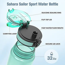 Load image into Gallery viewer, Sahara Sailor Water Bottle,32oz/1000ml Sports Water Bottle with Motivational Time Marker,Non Toxic Plastic,Leak Proof Drinks Bottle BPA Free,for Sports,Cycling,Camping (Pink)