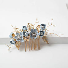 Load image into Gallery viewer, NUOBESTY Wedding Hair Comb, Wedding Hairpins Set Decorative Pearl Comb, Flower Bridal Hair Pins Set, Hair Accessories for Brides Girls 4PCS (Blue)