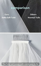 Load image into Gallery viewer, BEAUTELICATE Wedding Bridal Veil Cut Edge with Comb 1 Tier Fingertip&Cathedral Length, Fingertip Length 39 inches, Ivory