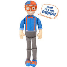 Load image into Gallery viewer, Blippi BLP0019 Bendable Plush Doll, 16” Tall Featuring SFX-Squeeze The Belly to Hear Classic catchphrases-Fun, Educational Toys for Babies, Toddlers, and Young Kids