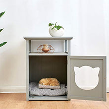 Load image into Gallery viewer, Cherry Tree Furniture BASTET Wooden Cat Cave Bedside Cabinet | Litter Box | Cat House Nightstand (Grey)