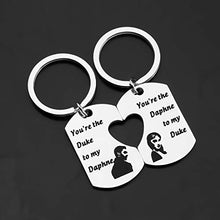 Load image into Gallery viewer, TV Show Fan Gift Gift for Boyfriend Girlfriend Wedding Gift Couple Keychain Set (duke to my daphne UK)