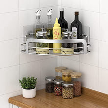 Load image into Gallery viewer, STEUGO Shower Corner Caddy, Bathroom Corner Shower Shelf, Adhesive Wall Mounted Shower Shelving with 4 Movable Hooks, SUS304 Stainless Steel Bath Storage Organizer, 2 Pack