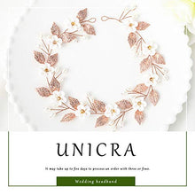 Load image into Gallery viewer, Unicra Bride Wedding Hair Vine Flower Headband Pearl Headpiece Bridal Hair Accessories for Women (Rose Gold)