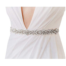 Load image into Gallery viewer, SWEETV Rhinestone Bridal Belt Wedding Dress Belt Crystal Applique for Bridesmaid Gown,Silver