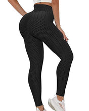 Load image into Gallery viewer, YUSHOW Womens Honeycomb Leggings Butt Lift Yoga Pants Anti Cellulite Waffle Leggings High Waist Workout Running Tights Bubble Textured Scrunch/Ruched Booty Trousers Black
