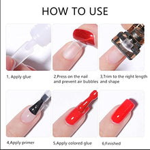 Load image into Gallery viewer, Clear Long Coffin False Nail Tips 100PCS False Nails with Glue Full Cover Nail Tips Fake Nails Artificial Fingernails Tip French Clear Acrylic Nail Tips False Press on Nails 10 Sizes