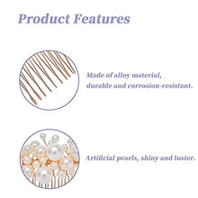 Load image into Gallery viewer, Bridal Pearl Hair Comb,Light Rose Gold Wedding Pearl Hair Accessories for Bride Bridesmaid,Handmade Pearl Hair Slides for Women