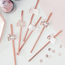 Load image into Gallery viewer, Bachelorette Straws,Hen Party Cocktail Straws,Team Bride Drinking Straws,20Pcs Rose Gold Paper Straw,Bridal Shower Paper Straws,Disposable Straws,100% Biodegradable,Plastic-Free,Eco-Friendly,Durable