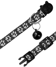 Load image into Gallery viewer, Taglory Reflective Cat Collar with Bell and Safety Release, 2-Pack Girl Boy Pet Kitten Collars Adjustable 19-32cm Black