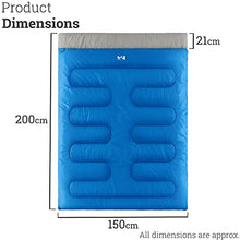 Load image into Gallery viewer, Double Sleeping Bag For Adults, Envelope 2 Season Summer Spring Autumn 250gsm, Outdoor Camping, Lightweight Carry Bag, Storage Pockets, 200cm x 150cm, Trail