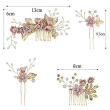 Load image into Gallery viewer, 4pcs Wedding Hair Comb Rhinestone Pearl Hair Pins for Women, Light Rose Gold Wedding Hair Clip Rhinestone Bridal Comb Barrette, Wedding Hair Accessories Headpiece