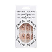 Load image into Gallery viewer, Brishow Coffin False Nails Short Fake Nails Line Art Press on Nails Ballerina Acrylic Full Cover Stick on Nails 24pcs for Women and Girls