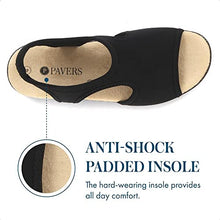Load image into Gallery viewer, Pavers Slingback Sandals for Women - Wider D/E Fit, Anti-shock Insole, Wide Fit Stretch Shoes for Everyday Casual Wear - Flat Heel Ladies Sandals - Black Size 2 (35)