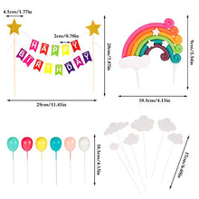 Load image into Gallery viewer, Gaosaili Rainbow Cake Decorations Happy Birthday Cake Topper Bunting with 6pcs Mini Balloon Sticks and Rainbow Cake Topper Cupcake for Boys and Girl Birthday Party Supplies