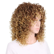 Load image into Gallery viewer, Jodiss Short Curly Blonde Wig Afro Kinky Wigs for Black Women Synthetic Heat Resistant Fluffy Wigs Soft Bouncy Curls Hair Wig (Color-4)