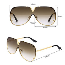 Load image into Gallery viewer, FANTESI Trendy Sunglasses for Men Women,V-Shaped Fashion Oversized Sunglasses UV400 Eyewear for Driving,City Walking,Outdoor Activites (gold)