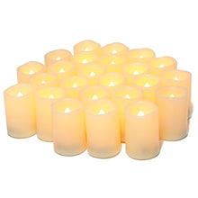Load image into Gallery viewer, LED Flameless Flickering Votive Tea Lights Candle Battery Operated Set of 24 / Electric Flicker Tealights Bulk Fake Candles for Wedding, Party, Festival, Christmas Decorations etc (Batteries Included)