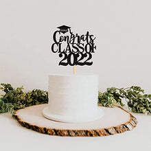 Load image into Gallery viewer, Blumomon 1Pc Black Glitter Congrats Grad Cake Topper 2021 Graduation Party Decorations Supplies Graduation Cake Topper Happy Graduation Party Decorations