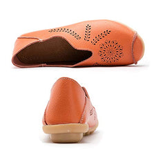 Load image into Gallery viewer, Women's Leather Shoes Loafers Moccasins Casual Slip On Flats Driving Shoes Boat Shoes Size Orange UK5,5=CN40