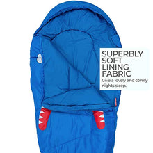 Load image into Gallery viewer, Kids Sleeping Bag For Camping, Hiking, Travelling, Indoor or Sleepover | Lightweight 920g | Mummy Style | Toddler - Junior | Warm Snuggle Sleep Bags by HiGHLANDER