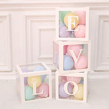 Load image into Gallery viewer, Baby Shower Decoration Balloon Boxes – 4Pcs DIY White Transparent Boxes with 30 Letters BABY + A-Z for Boys Girls Baby Shower,DIY Name Combination,Gender Reveal Backdrop Birthday Party Supplies