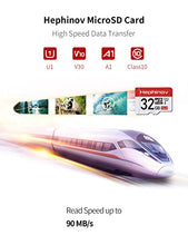 Load image into Gallery viewer, Hephinov 32GB Micro SD Card, MicroSDHC Memory Card Up to 90MB/s(R) + SD Adapter with A1, C10, U1, V10, Full HD, TF Card for Camera, Smartphone, Drone, Dash Cam, Gopro