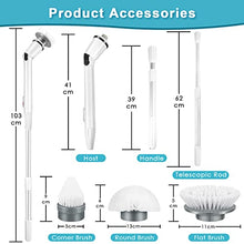 Load image into Gallery viewer, Electric Spin Scrubber, Cordless Shower Cleaner, Electric Cleaning Brush with Tool-Free Adjustable Extension Arm and 3 Replaceable Cleaning Brush Heads for Tile, Tub, Kitchen, Floor, Bathroom