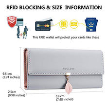 Load image into Gallery viewer, Roulens Ladies Purse, RFID Blocking PU Leather Wallet for Women Leaf Pendant Zipper Coin Long Purse with Multiple Card Slots and Roomy Compartment
