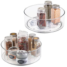 Load image into Gallery viewer, mDesign Lazy Susan Turntable Condiment Holder - Set of 2 - Plastic Revolving Condiments and Spice Rack - Ideal Kitchen Storage Unit for Cooking Oil, Ingredients, Bottles and Jars - Clear