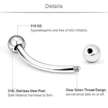 Load image into Gallery viewer, AceFun 16G Curved Barbell Piercing Rook Helix Piercing Augenbrauen Bauchnabel Piercing Ring Lippenpiercing 8 Stück