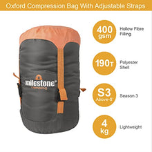 Load image into Gallery viewer, Milestone Camping, Grey, 26750 Envelope Sleeping Bag | 3 Season | Double Insulation | Full Length Dual Zip | Grey & Orange | Packs Down Tight | 210cm x 170cm