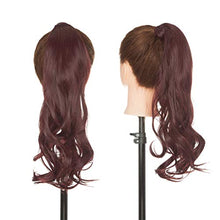 Load image into Gallery viewer, Clip in Ponytail Extension Wrap Around for Women Long Synthetic Natural Wavy Curly Hair Pony Tail Hair Extensions 17 inch Wine Red