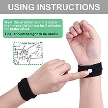 Load image into Gallery viewer, 2 Pairs Motion Sickness Relief Wristbands Travel Sickness Band Anti Nausea Wrist Bands Bracelet for Morning Sickness Sea Travel Car Sickness Adults and Children (Black+Gray)
