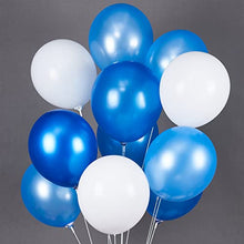 Load image into Gallery viewer, PartyWoo Blue and White Balloons, 100 pcs 12 Inch Royal Blue Balloons, Pale Blue Balloons and White Balloons, Blue White Party Balloons for Boys Christening, Boys Baby Shower, Boys 1st Birthday