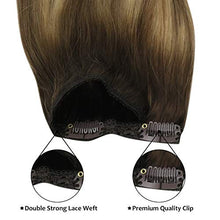 Load image into Gallery viewer, Moresoo Clip in Balayage Hair Extensions Full Head 100% Human Hair Straight Clip on Hair Extensions Brown to Light Brown with Golden Blonde Hair Extensions Clip in 18Inch 120g/7pcs