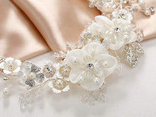 Load image into Gallery viewer, SWEETV Ivory Flower Wedding Headband-Silver Headpiece Hair Vine for Brides, Bridesmaid Birdal Hair Accessories
