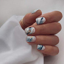 Load image into Gallery viewer, Press on Nails, Short Squra Fake Nails Acrylic False Nails Tips Full Cover Stick on Nails, Nail Art Manicure Decoration for Women and Girls 24PCS- Wave Summer