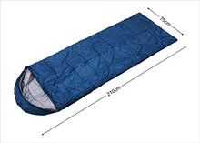 Load image into Gallery viewer, Cross Country Hooded Rectangular Sleeping Bag for Adults & Kids, Warm & Lightweight, 2 Season, for Camping, Hiking, Festivals, 210x75cm 150GSM, Full Length Zipper & Drawstring, Blue & Grey