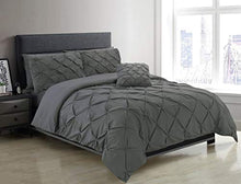 Load image into Gallery viewer, Aaryan Linen Pintuck Duvet Cover Sets - Double Duvet Set - Perfect Double Bedding Set with Pillow Cases & Complementary Pintuck Cushion Cover - Charcoal
